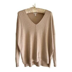 Leith Women's Beige V-Neck Pullover Sweater Size Small